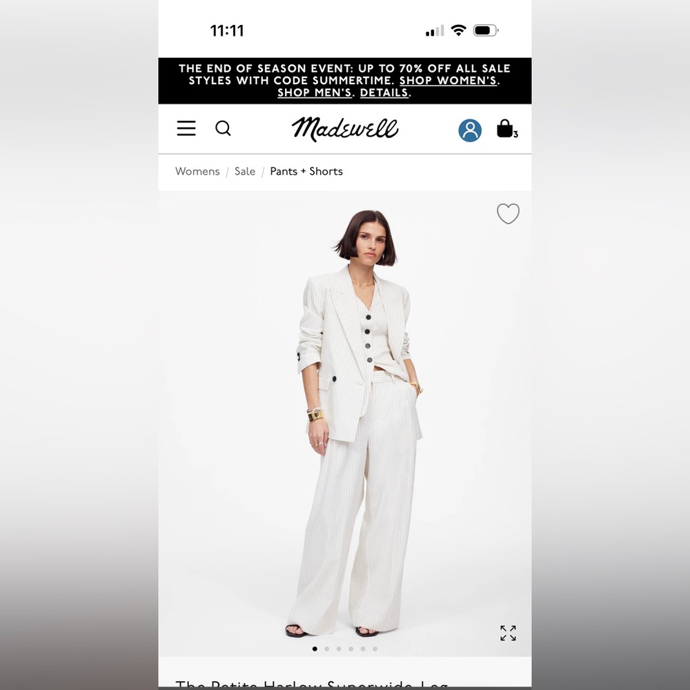 Madewell Harlow White and Gray Wide Leg Pants